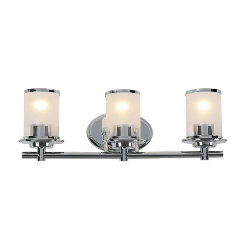 Essence 3 Light Bathroom Vanity Light Fixture In Chrome With Sand Clear Glass Shades Damp Location Rated Steel Construction