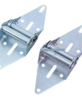Two Pack Heavy Duty Galvanized Steel Garage Door Hinge Flap Track Hardware Replacement Kit With Vertical Adjustment For Durable Door Support And Smooth Open Close, pair of silver hinges