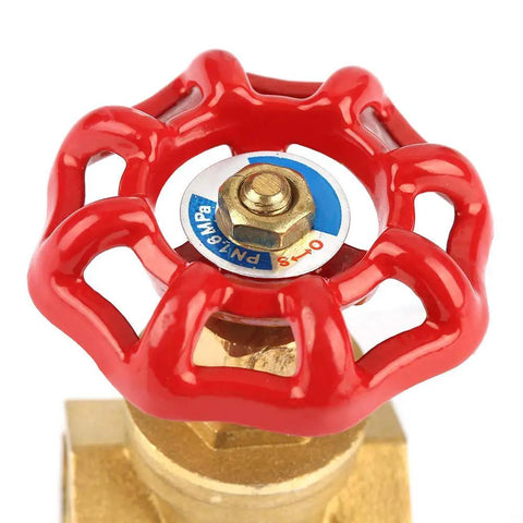 Top view of DN20 Brass Gate Valve G Three Fourth Inch Straight Through Rotary Gate Valve 232 PSI with red handle