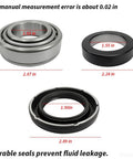 2 Piece Axle Bearing And Seal Kit For Jeep J10 CJ5 CJ6 Wrangler JK Nissan Xterra 1971 2018 Replacement Axle Seals And Bearings Set For Dana 44 Front Or Rear, showcasing sizes of components