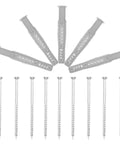 20 Piece Drywall Anchors Kit With Screws For Hollow Walls, Silver Nylon And Iron Expansion Anchors For Shelves And Brackets, Easy Install And Snug Hold For Home Decor And DIY Projects. Visible gray drywall anchors and screws arranged on white
