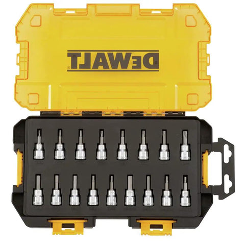 Three Eighths Inch Drive Socket Set With SAE And Metric Bits, Pro Grade, Lockable Stacking Case, Clear Lid, Removable Internal Tray