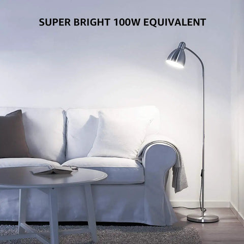 Living room with floor lamp using 100W Equivalent LED Light Bulbs, 14W, 1500 Lumens, 5000K Daylight White, A19 E26 Base