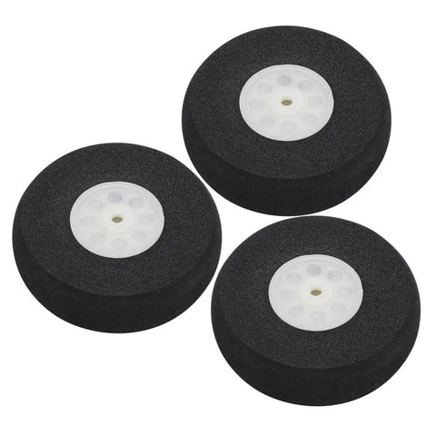 Three wheels from Aluminum Main Landing Gear Wheel Kit For RC Airplane Cessna 182 55mm Wheel 198mm Long Gear 73mm Tall 9 To 20mm Width 2mm Thick Hardware Included 40 Size ARF PNP Replacement Part