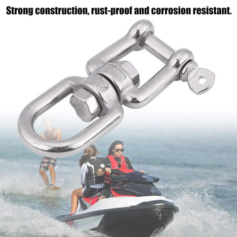 Built Like A Tank 304 Stainless Steel Swivel Shackle With Heavy Duty Snap Ring for marine gear, rust-proof and corrosion resistant.
