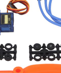 Close-up of A2212 1400KV Brushless RC Plane Motor Kit components including SG90 servo and connectors for smooth flight.