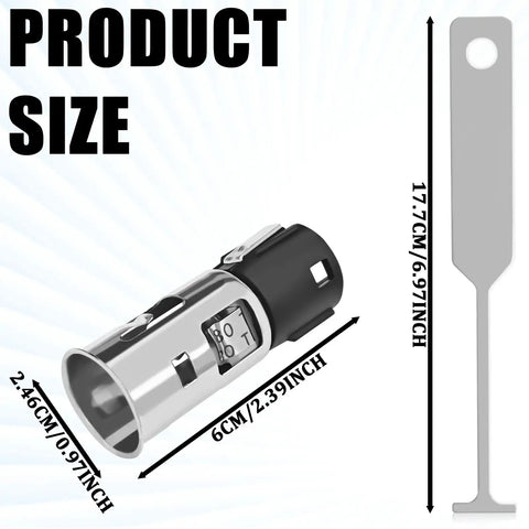 Cigarette Lighter Socket Replacement With Removal Tool For 12V Cars Power Outlet Socket Adapter Plug Base Repair Kit Durable ABS Aluminum Build Easy Install Fits GM Chevrolet GMC Buick Cadillac And More product dimensions.