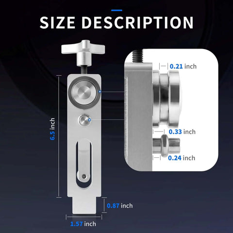 Size description diagram of Tubing Bead Roller for Copper, Aluminum, and Thin Steel Piping, compact silver tool with measurements shown