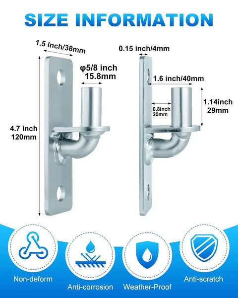 Workhorse Heavy Duty Wall Mount Gate Hinges 4 Pack For Farm And Chain Link Fences With Five Eighth Inch Pin Outdoor Metal Gate Hardware For Posts Rust Resistant Galvanized Steel Build For Long Lasting Outdoor Gate Use size diagram