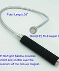 VASTOOLS flexible magnetic pickup tool with 26-inch bendable shaft, 20mm 10lb magnet head, and black foam grip.