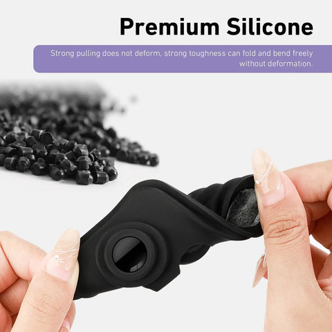 Close-up of Silicone Car Door Strike Protectors Four Pack Heavy Duty Shock Absorbing Latch Covers To Quiet The Slam And Block Vibration Universal Fit For Your Daily Driver Ride Black held in hand.