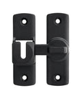 90 And 180 Degree Flip Barn Door Lock For Privacy And Security, adjustable latch hardware, black aluminum alloy front view
