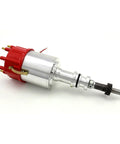 Ford 351W Windsor Ready To Run Billet HEI Distributor, Magneto Style, PCE376.1018 Compatible, High-Performance Electronic Distributor For Street And Track, Easy Install, Durable Precision Timing, red and silver billet