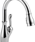 Chrome Kitchen Faucet With Pull Down Sprayer, Traditional Single Hole Mount, Single Handle, 8 Inch Center, Deck Plate Included, High Arc Spout, No Fuss Install, Durable Brass Construction, Model 9178 DST in side view