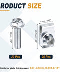 20 Piece M8 Body Bolts And U Nuts Kit With Manganese Steel U Clips For Bumper And Fender Liner Push Pull Fasteners Engine Bay Retainers Replacement Hardware For Most Cars, 30mm bolt