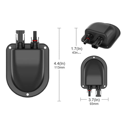 Weatherproof Solar Entry Gland And RV Roof Junction Box ABS Housing With 10 Ft 10 AWG Solar Extension Cable And Waterproof Connector