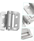 Front view of Zerodeko thickened cabinet hinge, silver metal, heavy-duty with mounting plates and screw holes