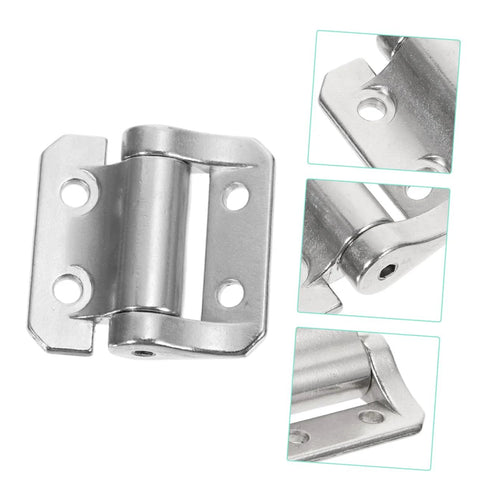Front view of Zerodeko thickened cabinet hinge, silver metal, heavy-duty with mounting plates and screw holes