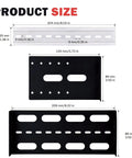 Dimensions and design of the 10 Inch 2U Adjustable DIN Rail Mount Bracket For DeskPi RackMate T1 T0 T2 T0 Plus T1 Plus TL1.