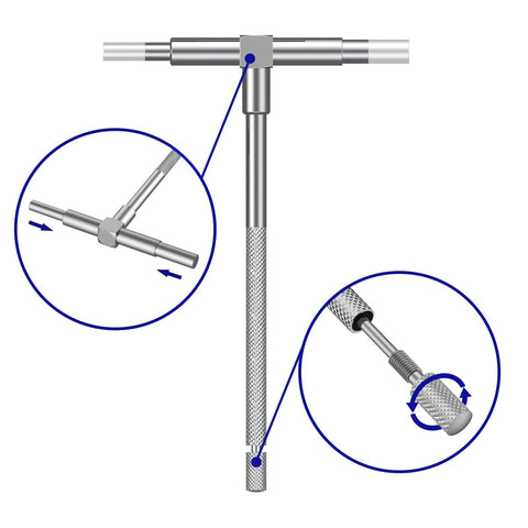 HDLNKAK 6-pack stainless steel telescoping bore gauge set, range 5/16–6 in, T-handle measurement tools