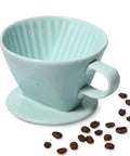 Travel Ready Ceramic Pour Over Coffee Dripper With Three Hole Flat Bottom Cone For On The Go Brewing, green ceramic tool