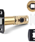 Square Spindle Door Latch Replacement With Adjustable Backset Quick Swap No Sweat Install For Bedroom And Bathroom Door Knob Assembly Rock Solid Stainless Steel Matte Black, showing latch mechanism and strike plate.