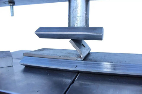 Hemming Dies Kit For 12 And 20 Ton Finger Brakes, 32 Pieces Forming An 8 Inch Die, Unassembled, in use on metal sheet
