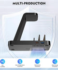 Side view of black 5 In 1 Wireless Charging Station For iPhone And Apple Devices With Fast Charge Stand, highlighting port features.