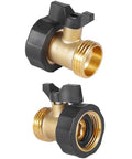 Two Pack Garden Hose Shut Off Valve With Easy Grip Rubber Handle Brass Construction Rust Resistant Durable Water Control For Lawn And Garden Ideal For Quick No Fuss Shut Off, brass valve pair