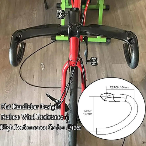 Ultra Light 31.8mm Carbon Road Bike Handlebar 400mm Wide Internal Routing 3K Matte Black Drop 127mm Reach 104mm T700 Fiber Lightweight
