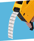 Yellow pricing machine with 4000 Pcs Small Pricing Labels On Rolls, Blank Price Tags For Retail Pricing Machines, Self Adhesive Price Stickers.