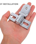 Person holding Zinc Alloy Glass Door Hinge For Bathroom With Easy Install And Stable Fit, shiny pivot hinge in hand