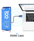 Dead Simple Plug And Play Wifi Module For Smart Active Balance Bms connected via RS485 cable to laptop.