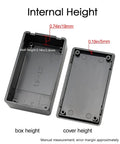 Hella Durable Abs Project Box 5 Pack Small Electrical Junction Enclosure For Pcb Projects And Hobby Builds No Hassle Snap Lid Dustproof Housing Quick Assembly 2 8 X 1 7 X 0 9 Inch Black showing internal height measurements.