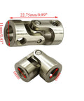 5Pcs 6mm To 6mm Universal Joint Motor Shaft Couplers Rotatable Coupling Steering Connectors, steel construction with dimensions labeled