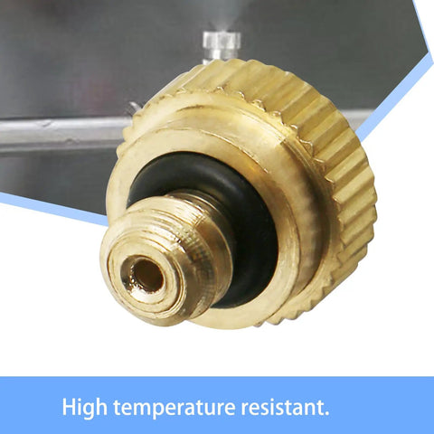 Close-up of Brass Misting Nozzles 0.15mm Orifice G 3/16 Inch Thread Atomizing Sprayer for Outdoor Cooling, high temperature resistant