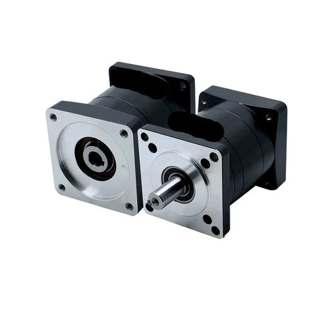 Beefy Compact High Torque Planetary Gear Reducer For NEMA 34 86 Stepper Motor With 14mm Input Hole And 16mm Output Shaft Built For Smooth Precise Machine Motion And Easy Inline Mounting, black metal housing