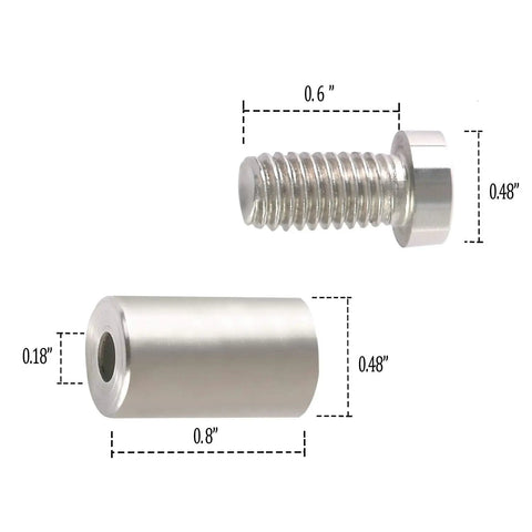Heavy Duty Standoff Screws For Wall Mount Acrylic Picture Frame Hardware And Sign Holder With Slick Silver Finish Crafted From Rust Proof 304 Stainless Steel Rock Solid For Indoor Outdoor Exhibition Display Includes Eight Pieces, showing details and dimensions of screws and standoffs.