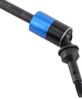 Close-up of Beefy Hardened Steel Driveshaft Axles CVD Upgrade Kit For RC Cars, blue and black component detail.