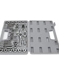Brilluxa 40Pc Heavy Duty Tap And Die Set With M3 To M12 Alloy Steel Threading Tools For Cutting UNC UNF NPT Threads On Bolts Screws And Fasteners Repairing Damaged Metal Parts Like A Boss In Your Garage Or Professional Shop open case with tap and die tools