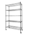 Beefy 5 Tier Metal Storage Shelves With Wheels And Adjustable Feet, 400 Lbs Per Shelf, 2000 Lbs Total Capacity, Black