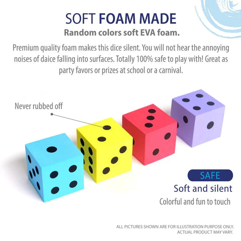 Jumbo Foam Dice Set For Classroom And Home Schooling 1.96 Inch Dice In Assorted Bright Colors Kid Friendly Lightweight And Quiet Play Toy