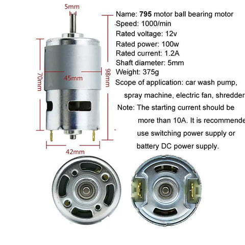 Heavy Duty High RPM 12V DC Motor With Precision Ball Bearings Offering Knockout Speed And No Sweat DIY Swaps For Versatile Power Tools And Gear Compatible With 775 795 895 Models