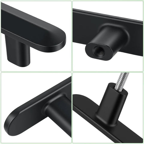 Close-up details of Ten Pack 3 Inch 76mm Hole Centers Matte Black Solid Zinc Alloy Cabinet Handles And Drawer Pulls for kitchen and bathroom.