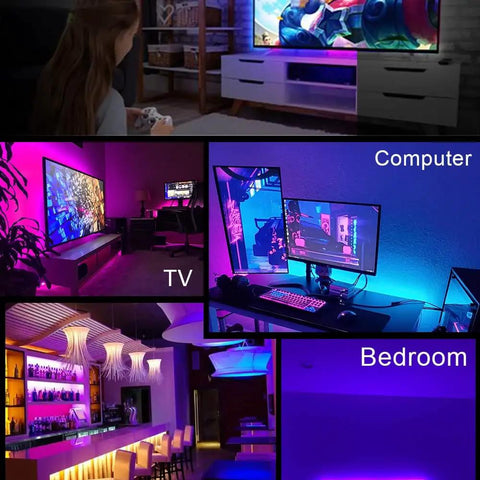 Ultra Long 100 Ft LED Strip Lights With Alexa And Google Assistant Music Sync Tuya App Remote Control in home settings