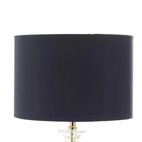 Crystal Accent Table Lamp With Gold Accents, Faux Silk Shade And Iron Base, Black Drum Shade, Dazzling Faux Crystal Detailing