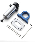 Flexi-Pack 300W Spindle Motor and 52mm Holder Kit for PROVerXL 4030 V1 and V2 CNC Router Upgrade, parts displayed