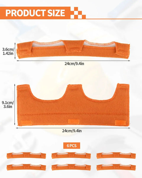 6 Pack All Season Flame Retardant Cotton Hard Hat Sweatbands, Washable And Reusable Liner, size details, orange