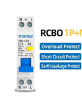 Top Shelf 18mm Din Rail RCBO Residual Current Differential Automatic Circuit Breaker features 30mA sensitivity with overload protection.