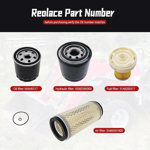 Beefy Maintenance Filter Kit For Mahindra Tractors 2415 2516 Max Series Air, Oil, Hydraulic, Fuel Filters 35460501800 MAM0117 10382585000 31A6200317